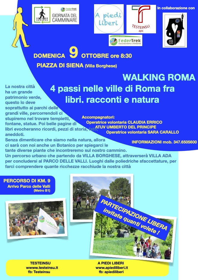 WALKING ROMA, 4 passi nelle ville di Roma fra libri, racconti  natura