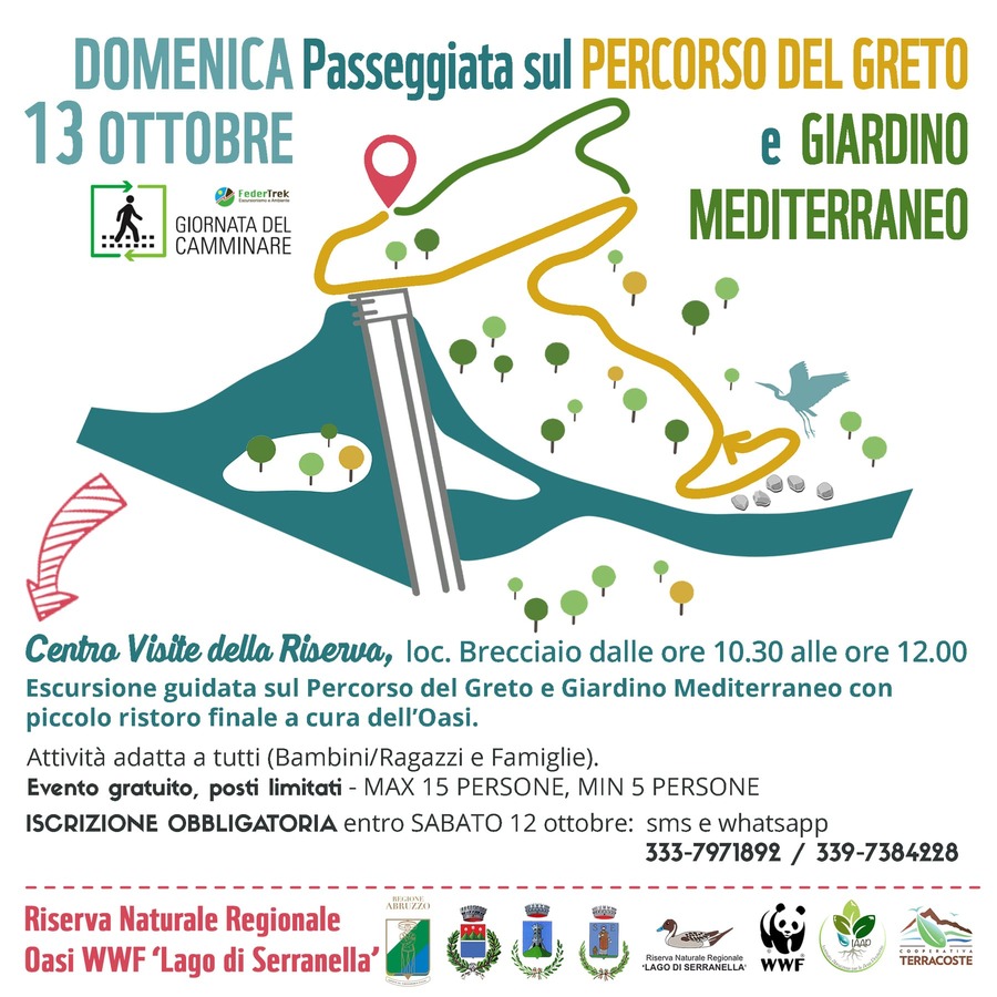 Passeggiata sul percorso del greto e giardino mediterraneo