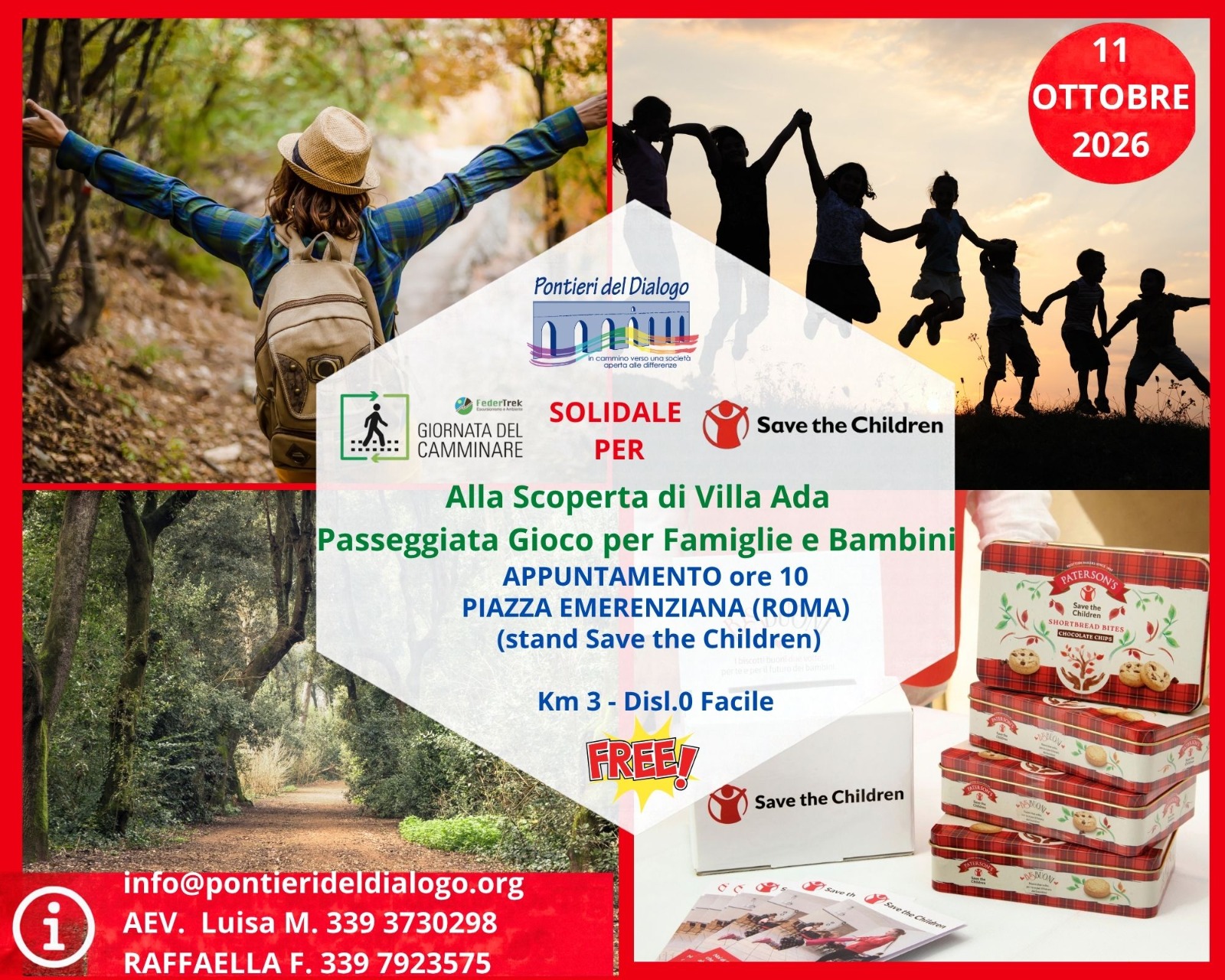 Giornata del Camminare Solidale con Save the Children  Alla Scoperta di Villa Ada — Passeggiata Gioco per Famiglie e Bambini 🌳✨